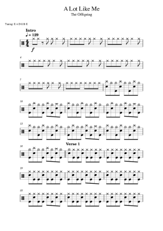 The Offspring  score for Drums