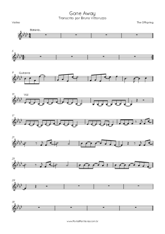 The Offspring Gone Away score for Violin