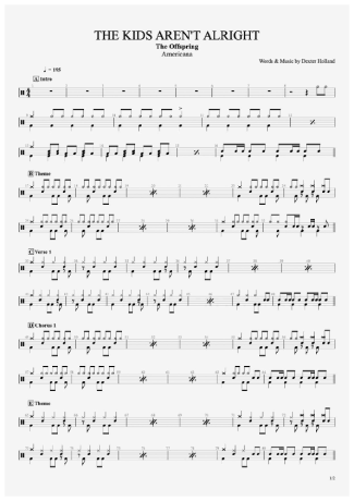 The Offspring  score for Drums