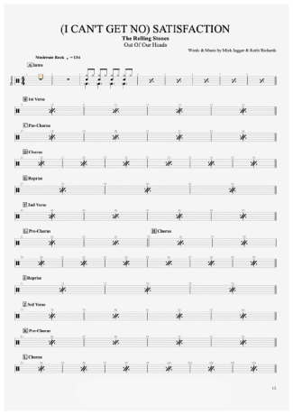 The Rolling Stones I Can´t Get No Satisfaction score for Drums