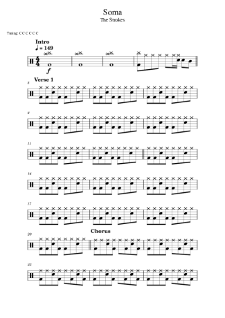 The Strokes  score for Drums