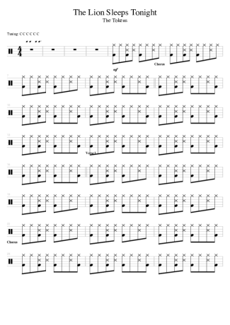 The Tokens The Lion Sleeps Tonight (drums 1) score for Drums