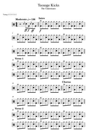 The Undertones  score for Drums