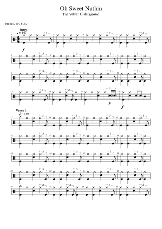 The Velvet Underground Oh Sweet Nuthin score for Drums