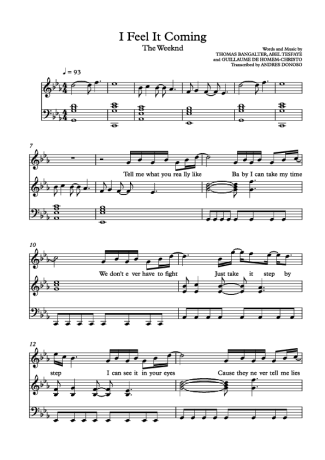 The Weeknd I Feel It Coming score for Piano