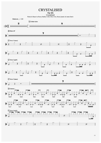 The XX Crystalised score for Drums