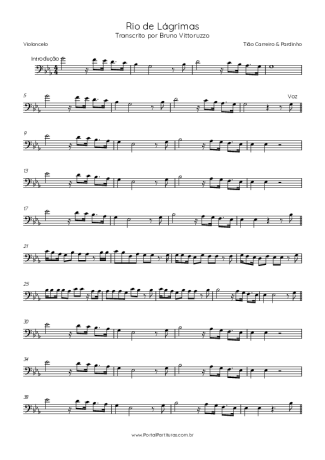 Tião Carreiro & Pardinho Rio De Lágrimas score for Cello