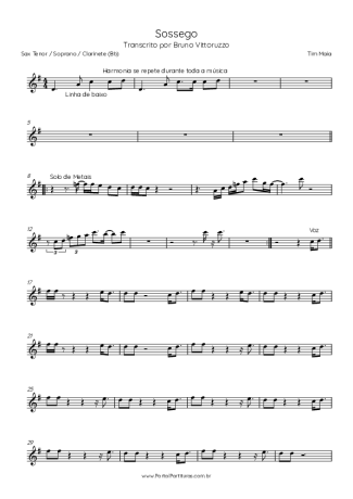 Tim Maia  score for Clarinet (Bb)