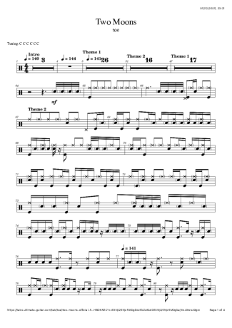 Toe Two Moons score for Drums