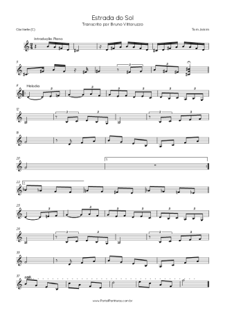 Tom Jobim Estrada Do Sol score for Clarinet (C)