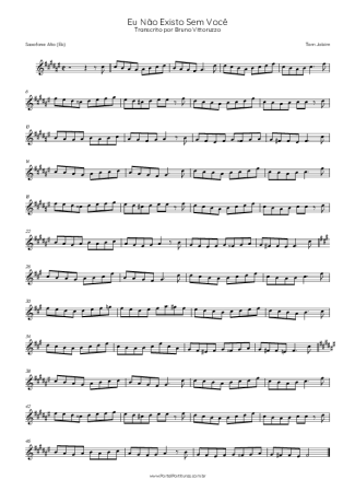 Tom Jobim Eu Não Existo Sem Você score for Alto Saxophone