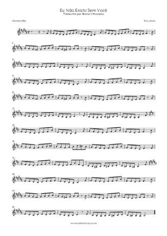 Tom Jobim  score for Clarinet (Bb)