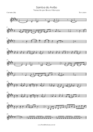 Tom Jobim Samba Do Avião score for Clarinet (Bb)