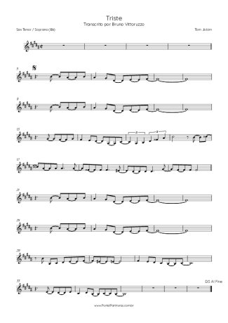 Tom Jobim Triste score for Tenor Saxophone Soprano (Bb)