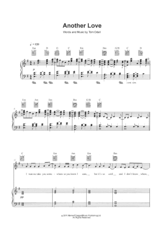 Tom Odell Another Love score for Piano