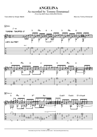 Tommy Emmanuel Angelina score for Acoustic Guitar