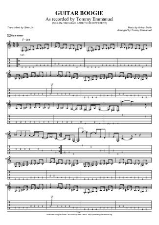 Tommy Emmanuel Guitar Boogie score for Acoustic Guitar