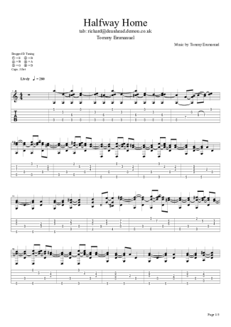 Tommy Emmanuel Halfway Home score for Acoustic Guitar