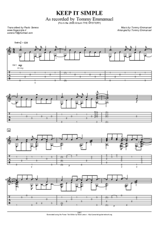 Tommy Emmanuel Keep It Simple score for Acoustic Guitar