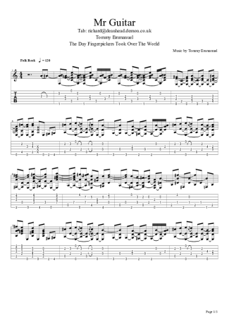 Tommy Emmanuel Mr Guitar score for Acoustic Guitar