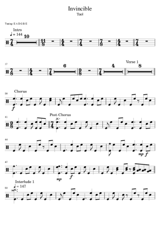 Tool Invincible score for Drums