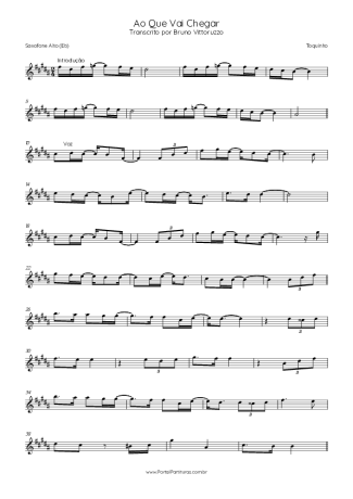 Toquinho  score for Alto Saxophone