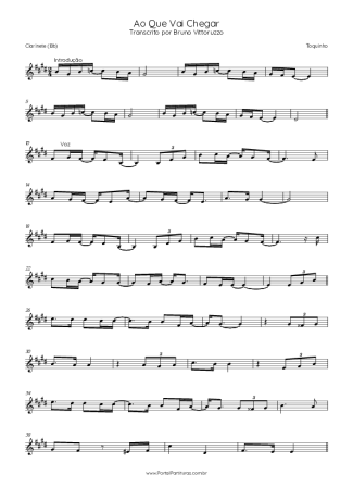 Toquinho  score for Clarinet (Bb)