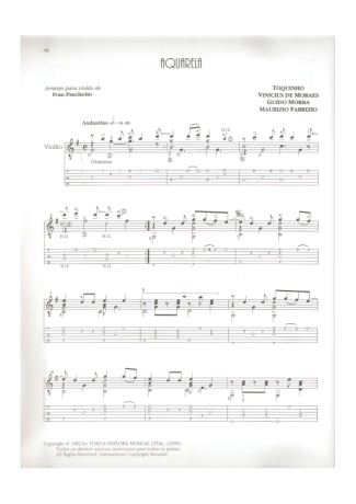 Toquinho Aquarela score for Acoustic Guitar