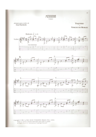 Toquinho Menininha score for Acoustic Guitar