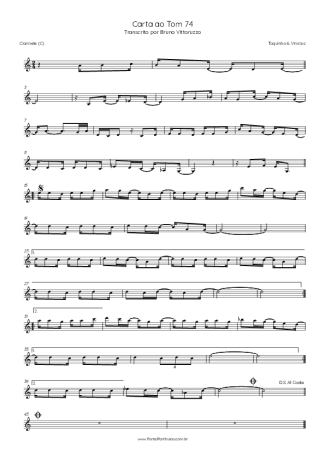 Toquinho e Vinícius de Moraes  score for Clarinet (C)