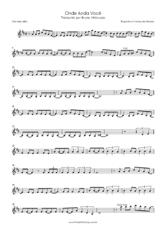 Toquinho e Vinícius de Moraes  score for Clarinet (Bb)