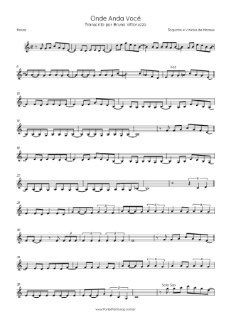 Toquinho e Vinícius de Moraes Onde Anda Você score for Flute