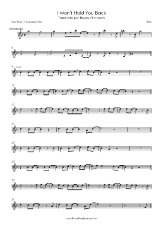 Toto  score for Tenor Saxophone Soprano (Bb)