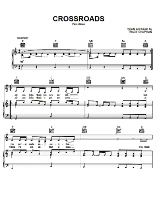 Tracy Chapman Crossroads score for Piano