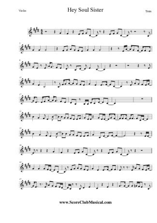 Train Hey Soul Sister score for Violin