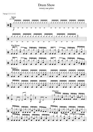 Twenty One Pilots Drum Show score for Drums