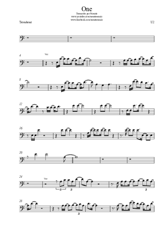 U2 One score for Trombone