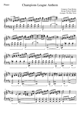 UEFA Champions League  score for Piano