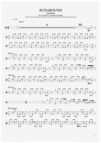 Van Halen Runaround score for Drums