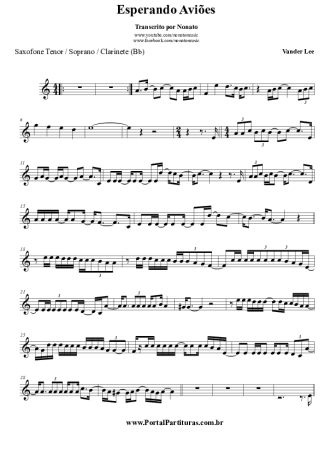 Vander Lee  score for Clarinet (Bb)