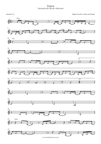 Vinicius de Moraes  score for Clarinet (C)