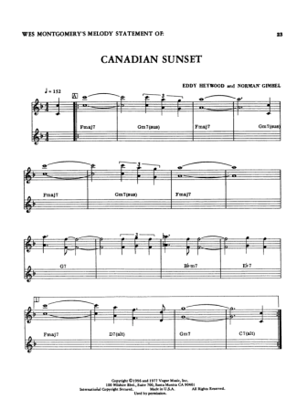 Wes Montgomery Canadian Sunset score for Guitar