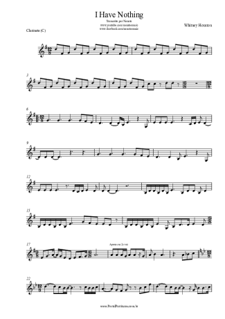 Whitney Houston  score for Clarinet (C)