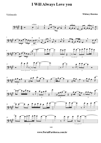 Whitney Houston  score for Cello