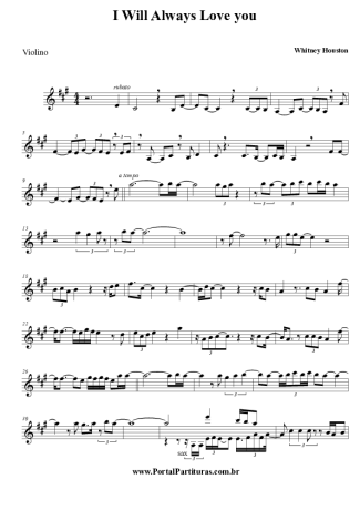 Whitney Houston  score for Violin