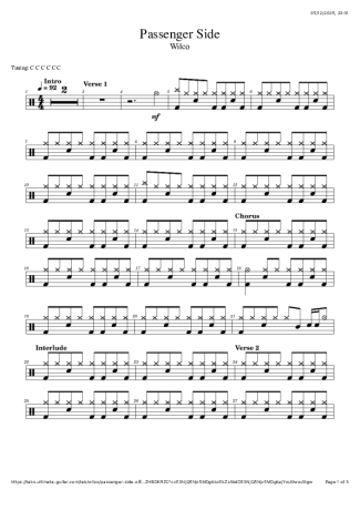 Wilco Passenger score for Drums