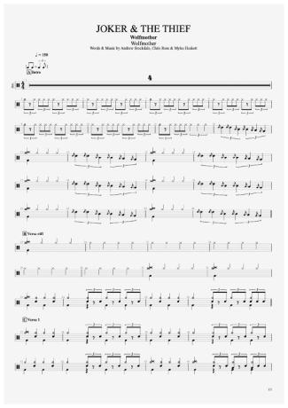 Wolfmother Joker And The Thief score for Drums