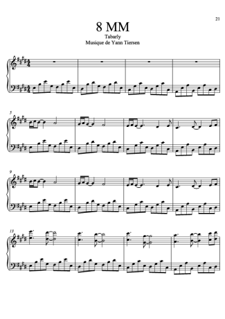 Yann Tiersen 8 MM score for Piano