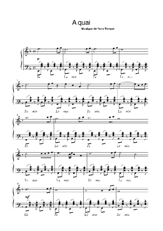 Yann Tiersen A Quai  Music score for Piano