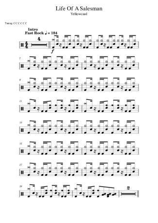 Yellowcard  score for Drums